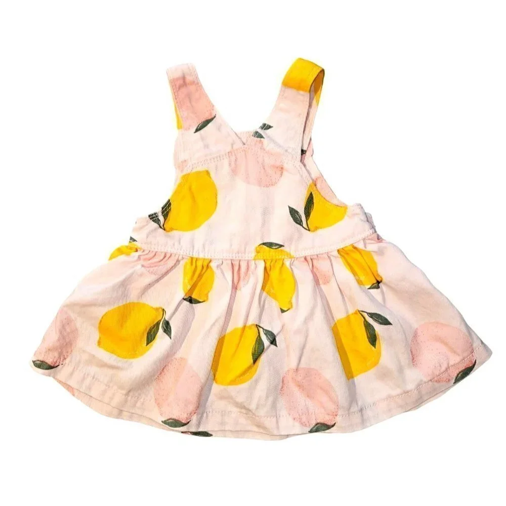 Just One You Carters Dress Sz 3 M Months Baby Overall Dress Lemons‎ Pink Yellow